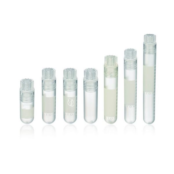 DWK Wheaton 1.2 ml CryoElite cryovials, PP, round bottom, patch, natural sealing cap with internal thread, 500 pc/PAK