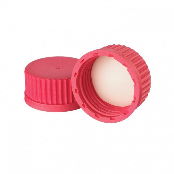 DWK Wheaton Schraubkappe, PBT, rot, PTFE/Silikon-Einlage, für WHEATON Lab 45 Medienflasche 45 mm, 10 St/Pkg