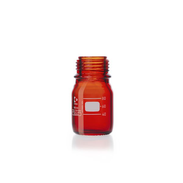 Duran Group Laboratory bottle/DURAN, amber, 100ml (thread GL 45) with graduation, without cap, 10 pc/PAK
