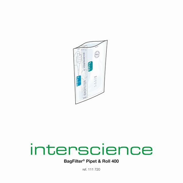 Interscience Filterbeutel BagFilter Pipet & Roll 400, 400 ml, 190 x 300 mm, 20 x 25 St/Pkg, Seitlicher Filterbeutel mit Pipettenzugang und eingebautem
