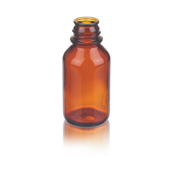 DWK Wheaton Medienflasche, 125ml, braun, Boro, ungraduiert, ohne 33-430 Schraubverschluss, 48 St/Pkg