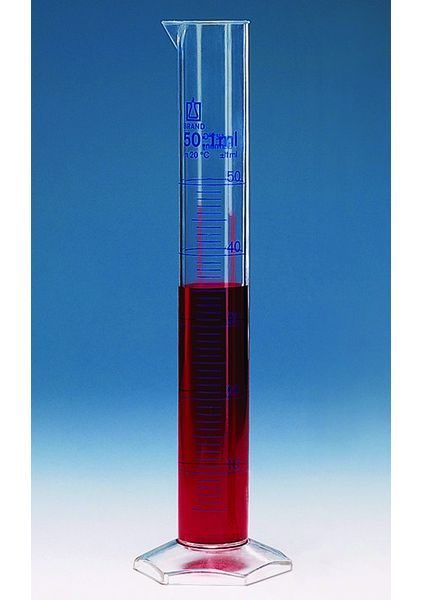 Brand GmbH & Co. KG Messzylinder, hohe Form, Klasse A, 500 ml : 5 ml, PMP, blaue Graduierung, DE-M, 2 St/Pkg