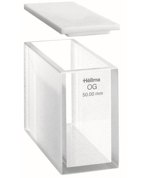 Hellma Makro-Küvette, Typ 402-OG, Optischem Glas, WL 360-2500 nm, Schichtdicke 50 mm, PTFE-Falzdeckel, 30.000 μl