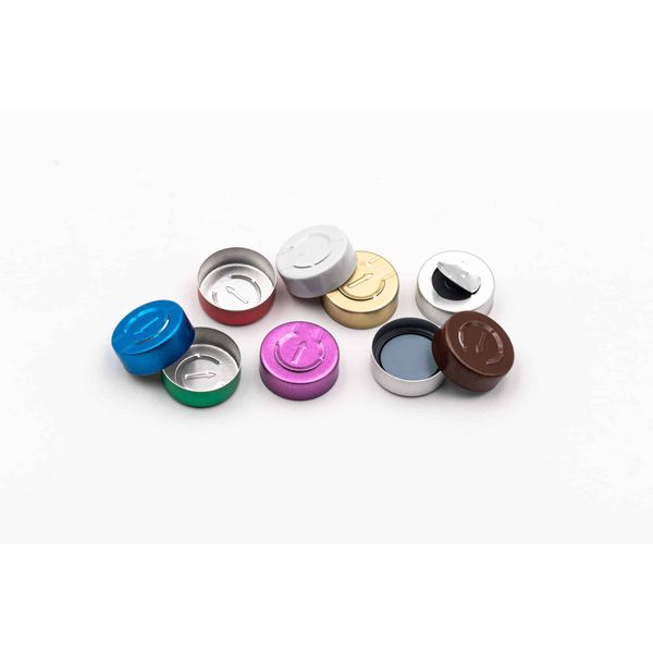 Altmann Analytik 20 mm Aluminium Crimp Cap, clear lacquered, full tear-off, butyl Septa gray/PTFE gray, 50° shore A, 3 mm (punch disc), 10 x 100 pc/