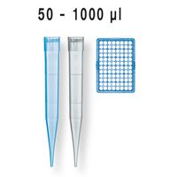 Product Image of Pipette tips, bulk packed, in bags, XXL, 50 - 1.000 µl, PP, blue, Cert. LS-Q, non-sterile, 5000 pc/PAK