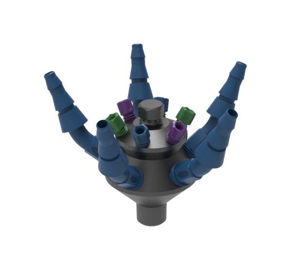 SCAT HPLC Sammler, NPT 1/8", PTFE-EL, 6 x 1,6/2,3/3,2mm AD, 6 x PFA-Blindstopfen, 6 x 5-11,5mm ID, 6 x PTFE-Blindstopfen