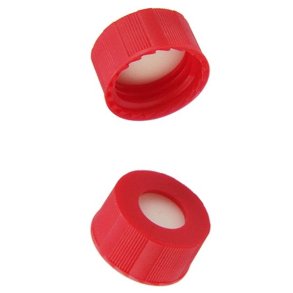 Microsolv Screw Cap red, 9 mm, with white Sil/natural PTFE Fitted Septa Ribbed, 1000 pc/PAK