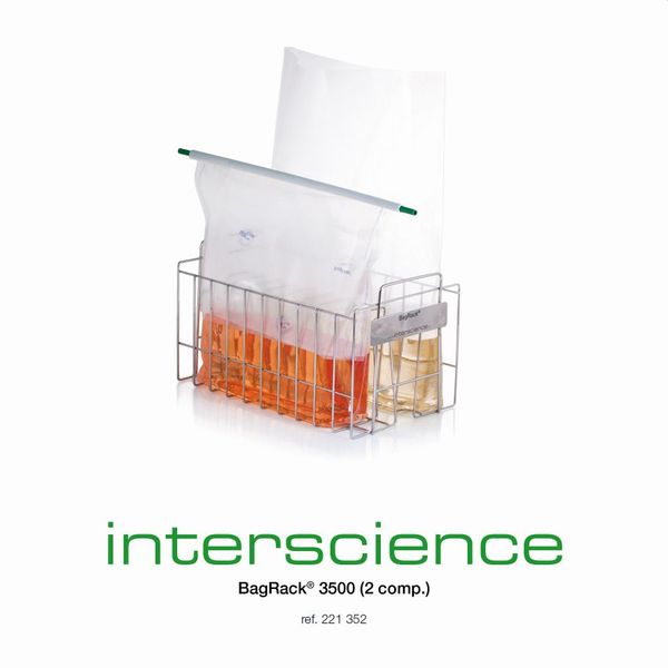 Interscience BagRack 3500-2, Lagerregal für 2 Filterbeutel 3500 ml, Edelstahl, 35,5 x 20,5 x 20 cm