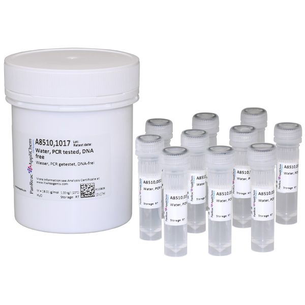 PanReac AppliChem Wasser, DNA-frei, für die Molekularbiologie, geeignet für die qPCR, 10 x 1,7 ml