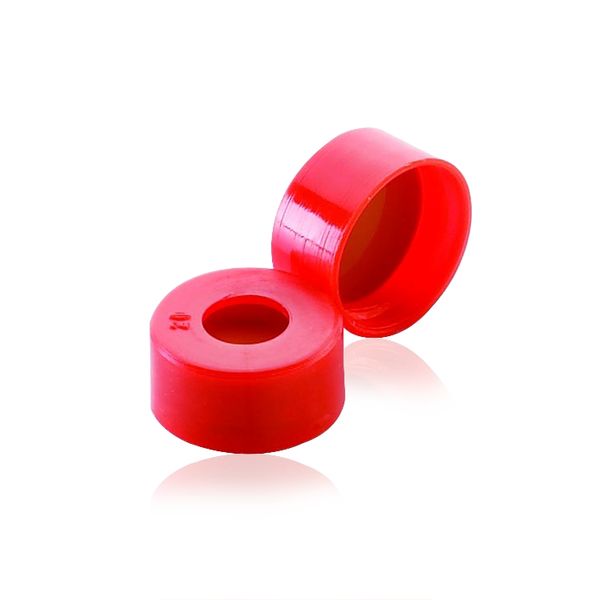 DWK Wheaton 11 mm Schnappverschluss, PE rot, mit Septum 0,002 PTFE rot/0,036 Silikon/0,002 PTFE rot, 1000 St/Pkg