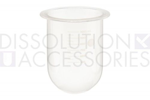Dissolution Accessories Vessel 1 L, Boro 3.3 clear. PTFE coated, Toyama