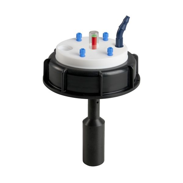 SCAT SafetyWasteCap S90, mechanische Füllstandskontrolle, 4x 2,3/3,2 mm AD, 1x 6,4 - 9 mm ID + Anschluss für Abluftfilter
