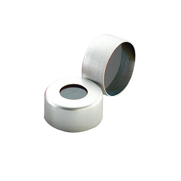 DWK Wheaton E-Z aluminum cap, 11 mm, natural, with septum 0.002 PTFE/0.037 butyl gray, for crimping vials 12 x 32 mm, 1000 pc/PAK