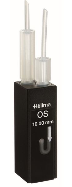 Hellma Kompakt-Durchfluss-Küvette, Typ 178.711-OS, optischem Spezialglas, WL 320-2500 nm, Schichtdicke 10 mm, Ø 2 mm, Z-Höhe 8.5 mm, FEP-Schlauchset, 