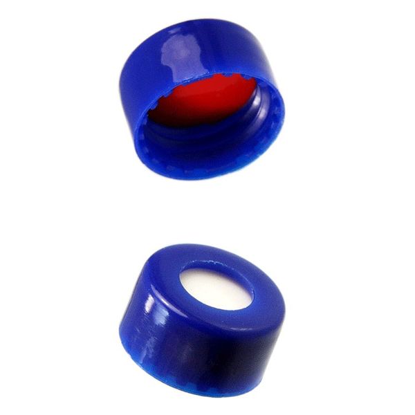Microsolv Screw Cap blue, 9 mm, with white Sil/red PTFE Fitted Septa, Robo Style, 1000 pc/PAK
