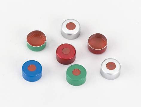 PerkinElmer Autosampler Bördel-/Rollrandkappe, Grün, Aluminium, Teflonseptum, für 11 mm Fläschchen, 100 St/Pkg