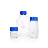 Product Image of DURAN® GLS 80 Laboratory glass bottle, wide neck, clear glass, with screw cap and pouring ring (PP), 250 ml, 10 pc/PAK