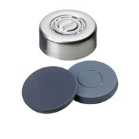 Product Image of 20mm Combination Seal: Aluminum Cap, plain, centre tear off, Moulded Septa Butyl/PTFE, grey, 50° shore A, 3.0mm, 10 x 100 pc