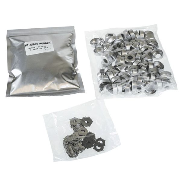 PerkinElmer Bördelkappe , Aluminium, Silber, mit PTFE/rotem Gummi Septum, 20 mm ID, unmontiert, 100 St/Pkg