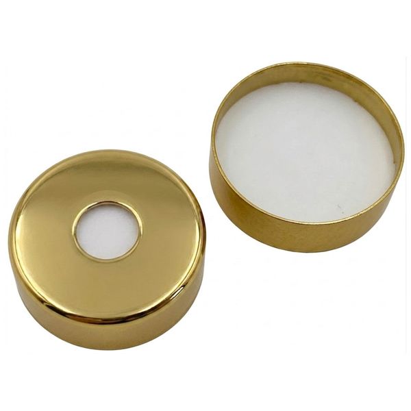 Altmann Analytik 20mm Combination Seal: Magnetic Cap, gold, 8mm centre hole; Silicone white/PTFE white, 45° shore A, 3.2mm (HT Quality), 1000 pd/PAK