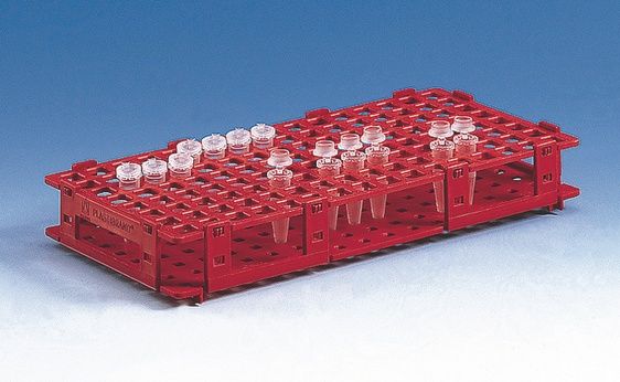 Brand GmbH & Co. KG Reaktionsgefäß-Ständer, für 84 Reaktionsgefäße bis Durchmesser 13 mm, blau, PP, 5 St/Pkg
