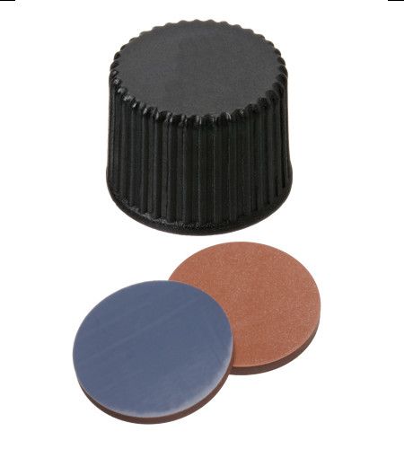Altmann Analytik ND8 Butyl red/PTFE grey Seal (PP), black, closed top, 10x100/pac