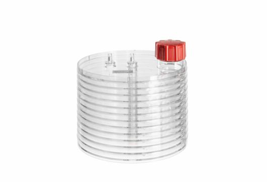 Greiner Bio-One CELLdisc, 12 Lagen, PS, 2.000 cm², transparent, Standard-Schraubverschluss rot, TC, steril, 2 St/Pkg