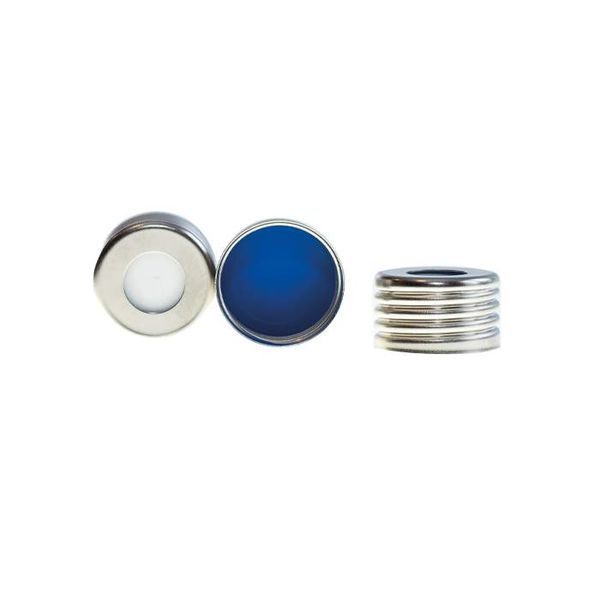 PerkinElmer Headspace-Schraubkappen mit Ultra Low Bleed Septa, 1,5 mm, PTFE/Silikon (blau/weiß), 100 St/Pkg