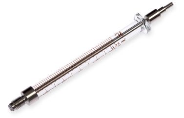 Hamilton 250 μl, Modell 1725 CX Waters WISP Spritze, 1/4''-28 Gewinde, max. Druck, 500 psig (34.5 bar), max. Temperatur 115°C / 239°F