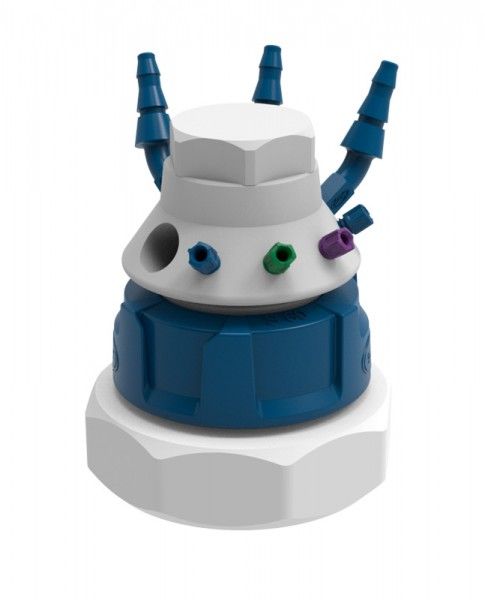 SCAT SafetyWasteCap ''LISA'', V3.0, S70/71, 4x 1.6/2.3/3.2 mm OD, 4x PFA-blind plug, 3x 5.0 - 11.5mm ID, 3x PTFE-blind plug + connector for exhaust 