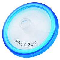 Product Image of 30mm HPLC Spritzenfil., GF-Vorfilter/PTFE, 0,2µm, Randumspritzung blau + Druck der Membrantype, 100/Pkg