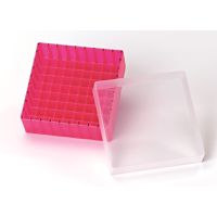 Product Image of PP Aufbewahrungsbox (pink) für 1,5, 1,8 und 2 ml vials o. 2 ml shell vials, mit Deckel, (130x130x45mm), 81 Kammern