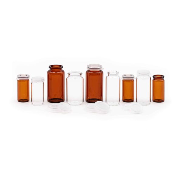 Altmann Analytik 100 ml Schnappdeckelflasche, 145 x 34 mm, Klarglas, 3. hydrolytische Klasse, inklusive Schnappdeckel ND28, 100 St/Pkg