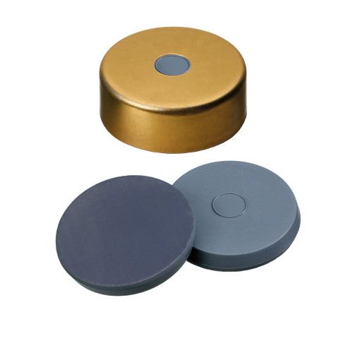 Altmann Analytik ND20 magnetic crimp seal,w/ 5mm hole, gold, 50° 3,0mm, 10 x 100 pc