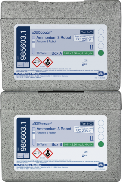 Macherey-Nagel NANOCOLOR Ammonium 3, zur Auswertung auf Skalar Robotern Rundküvettentest mit Barcode und vordosiertem Zusatzreagenz, 20 Bestimmungen