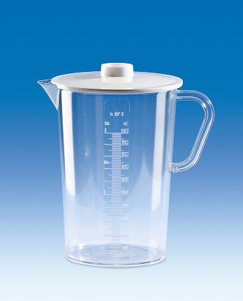 Vitlab Sammelgefäß, SAN, mit Deckel, PC, erhabene Skala, 2000 ml, 6 St/Pkg