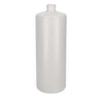 Product Image of Enghalsflasche, mit Verschluss weiß, HDPE, natur, 100 ml, RD 28, 106 mm, Ø ext.: 40,5 mm, mit Gefahrzeichen, 4400 St/Pkg
