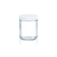 Product Image of 4oz geradwandiges Glas, Klarglas, Schraubkappe, PP, weiß, 58-400 mit PV-Einlage, 24 St/Pkg