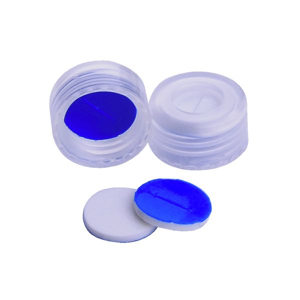DWK Wheaton 9 mm ScrewTin, natural, with pre-cut PTFE/silicone septum, screw thread, 100 pc/PAK