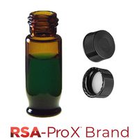 Product Image of Vial & Cap Kit: 100 1.8ml, Screw Top, Hydrophobic, Amber Autosampler Vials & 100 Solid Black Caps with Clear Silicone Rubber / PTFE Liner, RSA-Pro X Brand