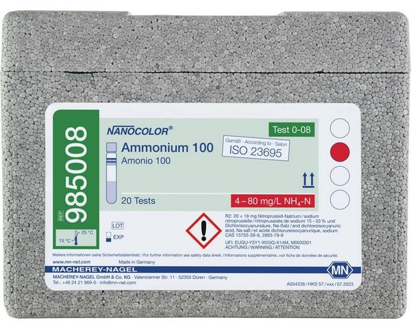 Macherey-Nagel Rundküvettentest NANOCOLOR Ammonium 100, mit Barcode, Pg. à 20 Bestimmungen kein Gefahrgut nach Transportvorschriften