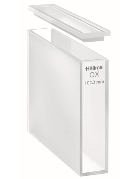Hellma Makro-Küvette, Typ 100-QX, Extended Range Quarzglas, WL 200-3500 nm, Schichtdicke 100 mm, Glas-Falzdeckel, 35.000 μl