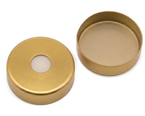 Altmann Analytik 20mm Combination Seal: Magnetic Cap, gold, 5mm centre hole; Silicone white/PTFE beige, 45° shore A, 3.0mm, 1000 pc/PAK