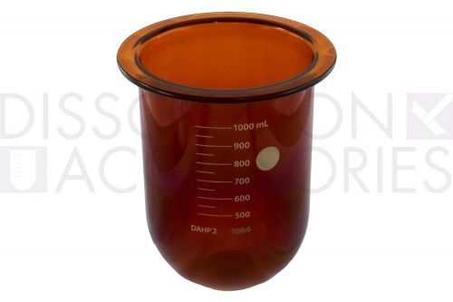 Dissolution Accessories Vessel, Boro 3.3, amber, 1000 ml, high Precision, Caleva