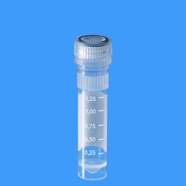 Sarstedt Micro screw tube, PP, 2 ml, pointed bottom with standing edge, with Knurling, transparent, PP closure: natural, assembled, with label and 
