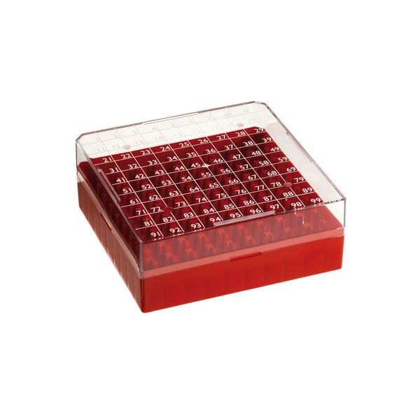 Ratiolab Kryo-Boxen, PC, Raster 10 x 10, gelb, 132 x 132 x 52 mm, 5 St/Pkg