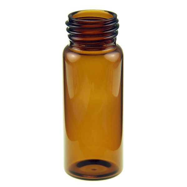 Microsolv Vials, EPA Style, amber glass, 20ml. 72.5x27.5mm OD, for use as an EPA test vial or storage bottle, ND24 threads, 100pc/PAK