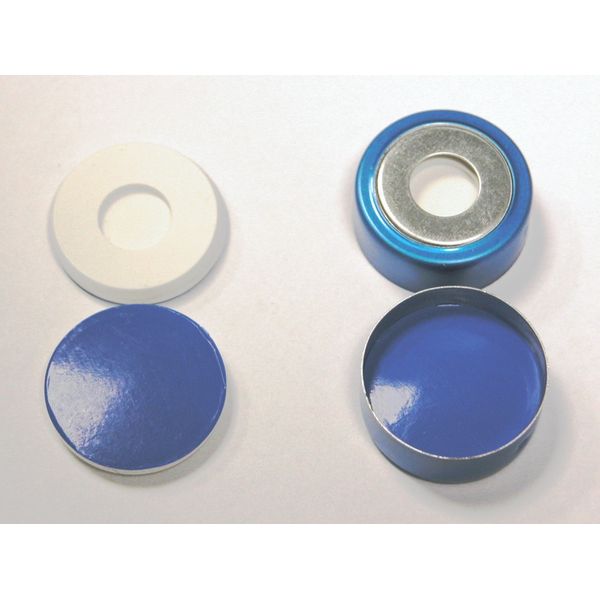 Thermo Fisher Scientific Bördelkappe SureSTART Level 3, 20 mm, Aluminium/Weißblech magnetisch blau & Septum Silikon weiß/PTFE blau, 3 mm, 5000 St/Pkg