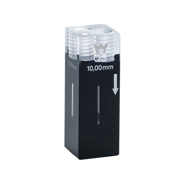 Hellma Flow-Through Cell 3in1, Type 176.765-QS, HP Quartz Glass, WL 200-2500 nm, Pathlength 10x1 mm, (HxW) 11x1/11x6 mm, Centerheight 8.5 mm, 110 μl, 
