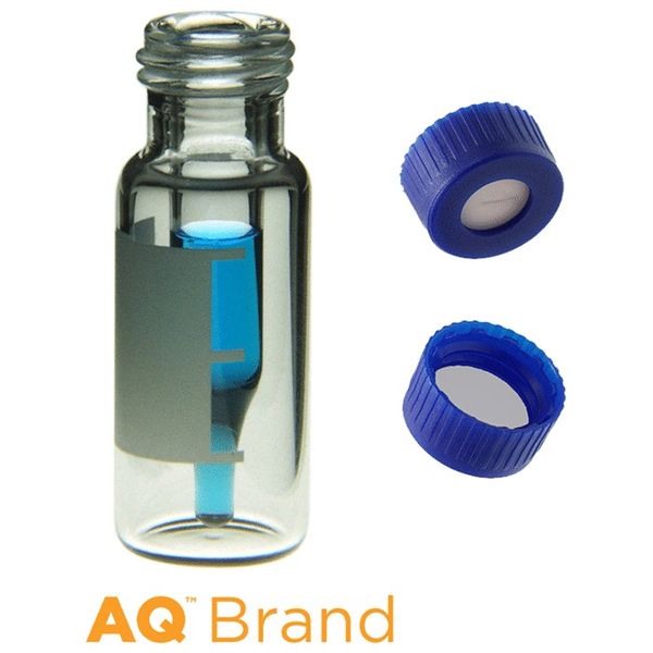 Microsolv EPP 300 μl FI Vial clear, Screw Cap blue with Sil/PTFE Septa slit, Write-On Patch, 100 pc/PAK